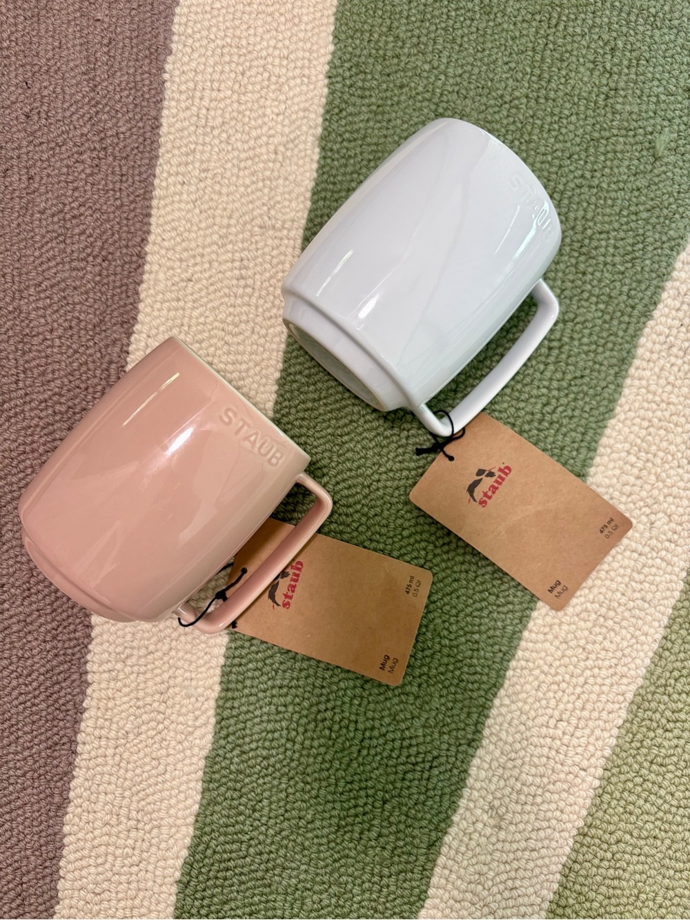 Staub Elevate Everyday Moments Stacking Mugs Light Pink & White 16oz
